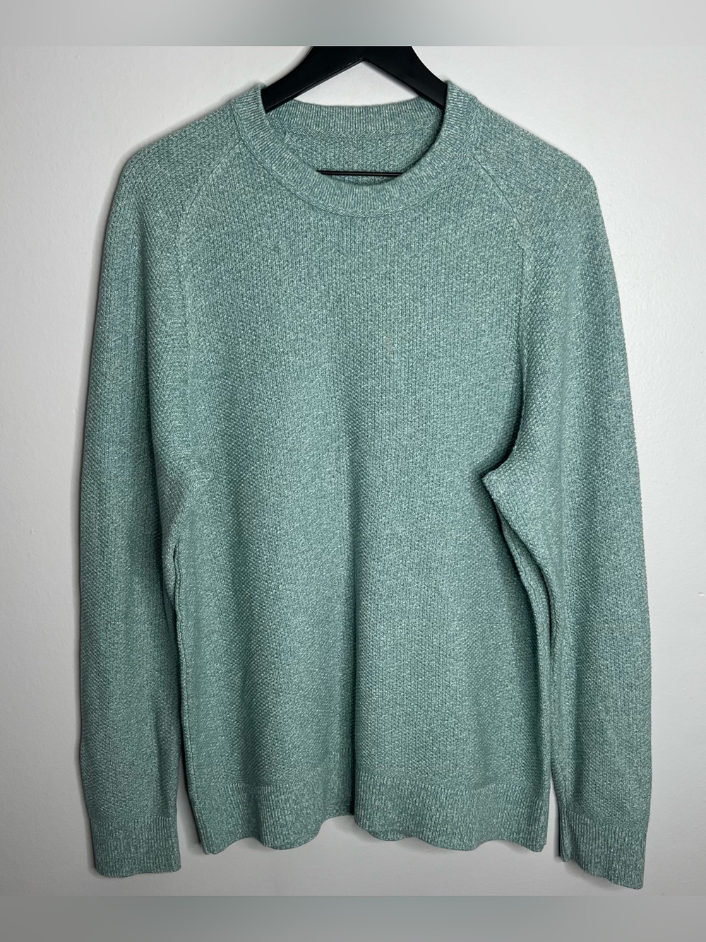 Lululemon Textured Knit Crewneck Sweater Mens XL?? Heathered Green Jasper